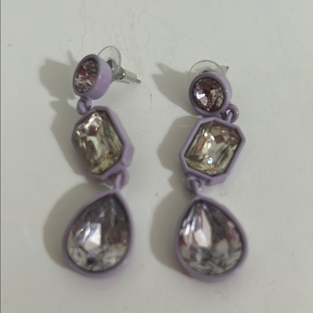 Simply Vera Vera Wang Purple And Silver Tone Teardrop Earrings 20$